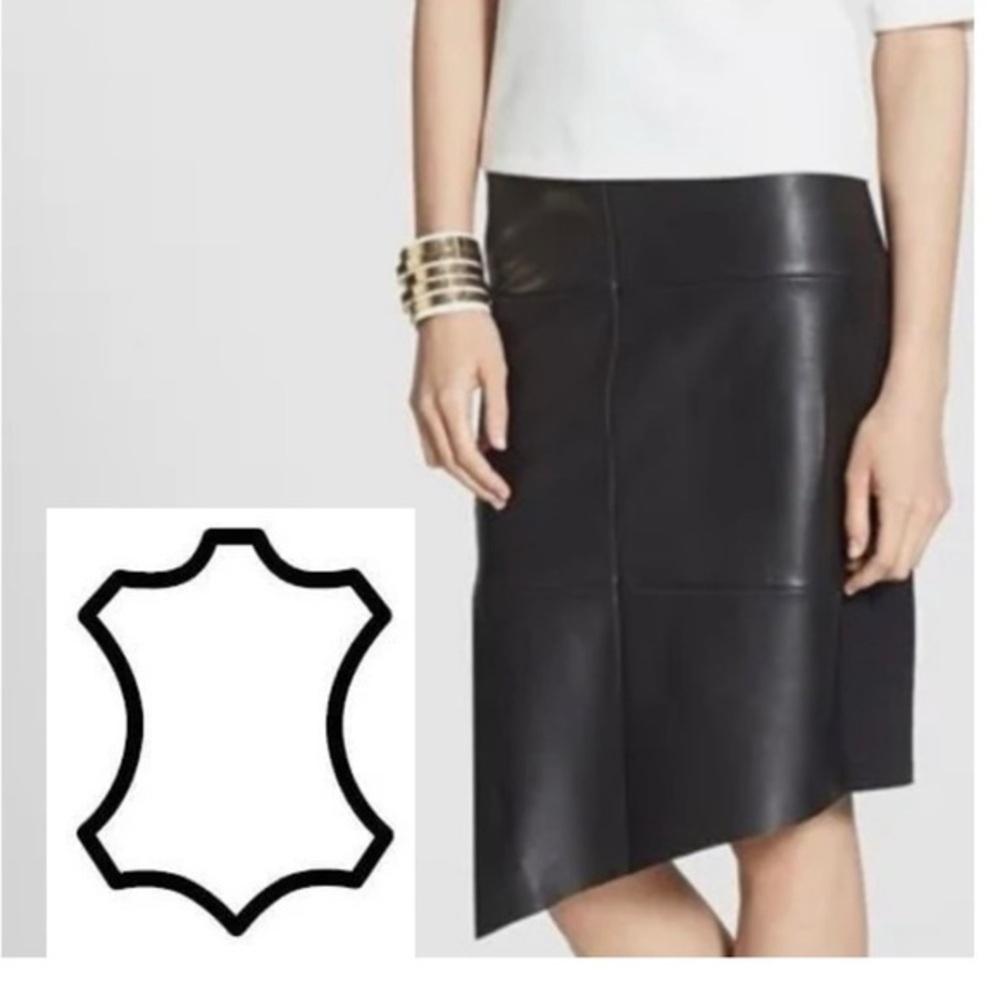Touve leather front asymmetrical skirt, size 8